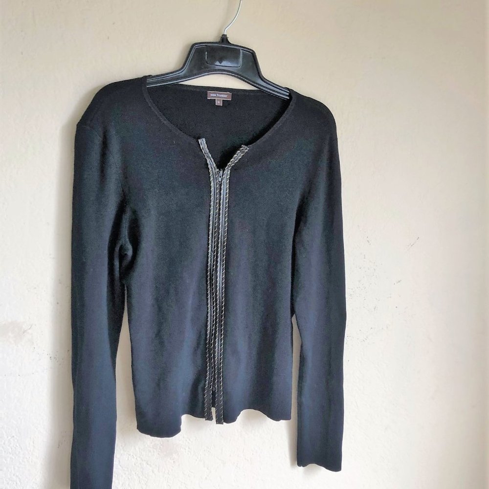 New Frontier Black Silk Blend Cardigan Sweater